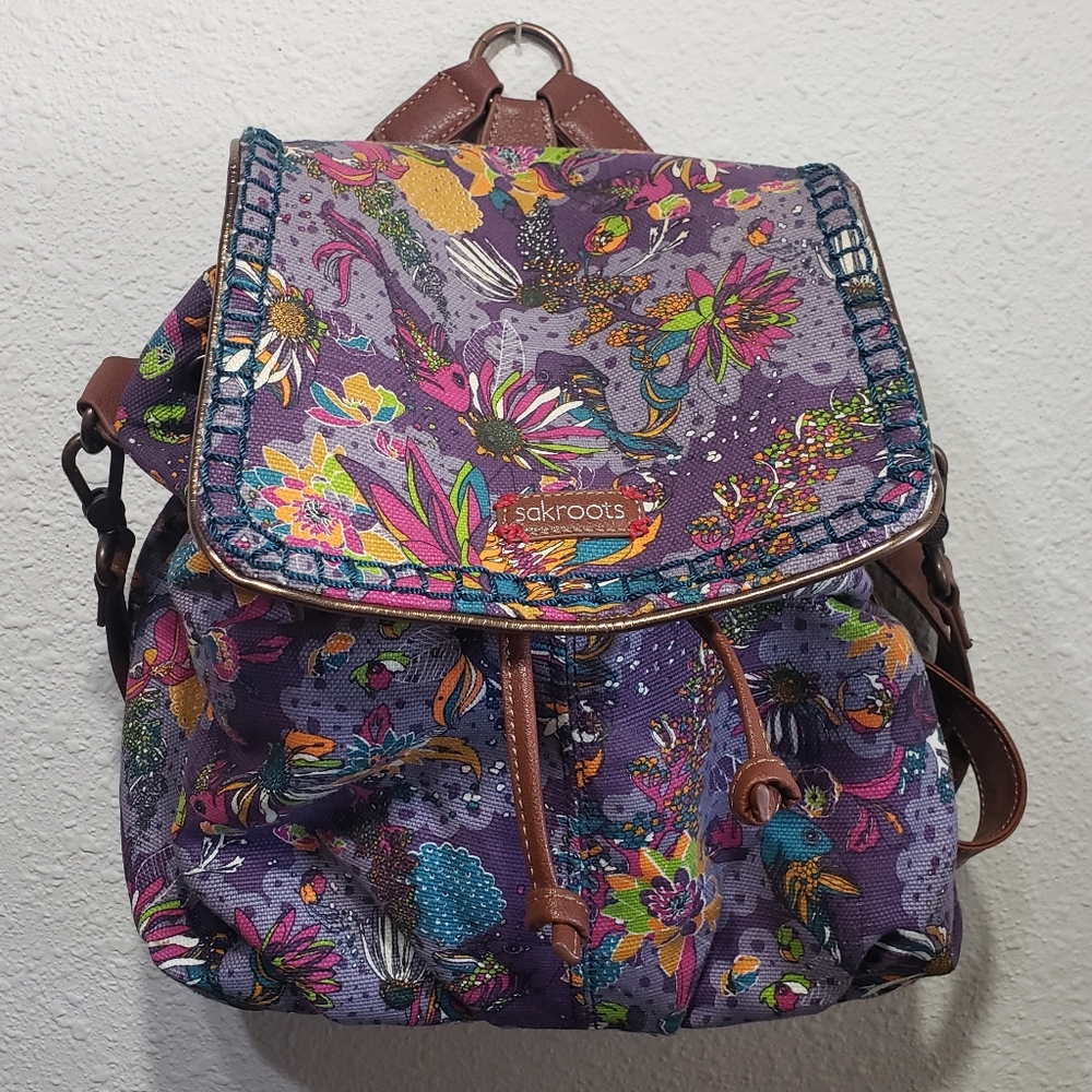 Sakroots purple funky backpack purse